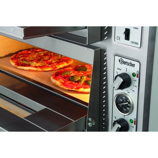 Pizzaoven | Elektrisch | NT 622 | 4+4  Ø30cm | 2 Kamers | 10kW | Bodem van Vuurvaste Klei | 855x790x710(h)mm