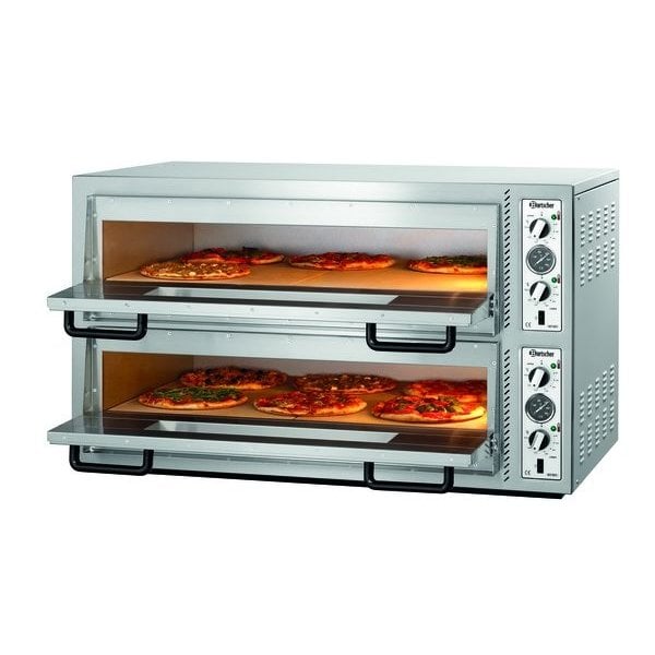 Pizzaoven | NT921 | 6+6 Ø30cm | 12kW | 2 Kamers | Bodem van Vuurvaste Klei | 1190x780x710(h)mm