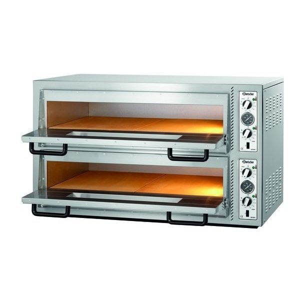 Pizzaoven | NT921 | 6+6 Ø30cm | 12kW | 2 Kamers | Bodem van Vuurvaste Klei | 1190x780x710(h)mm