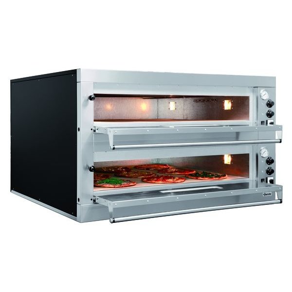 Pizzaoven | ET 205-2BK | 2x9 Ø33cm | 2 Kamers | Bodem van Hittebestendige Steen | 1310x1270x760(h)mm