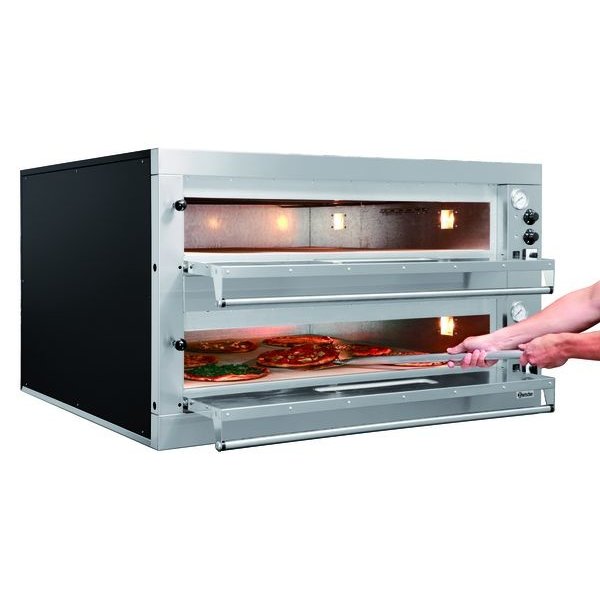 Pizzaoven | ET 205-2BK | 2x9 Ø33cm | 2 Kamers | Bodem van Hittebestendige Steen | 1310x1270x760(h)mm