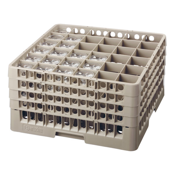 Glazenkorf kunststof bruin | 36 vakken | 500x500x266(h)mm