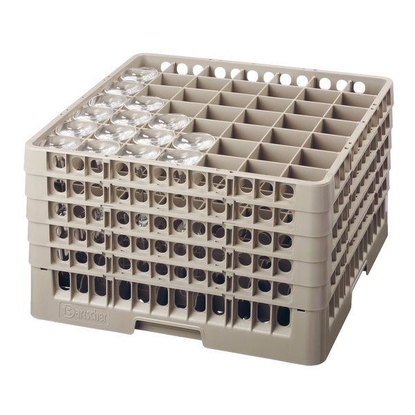 Glazenkorf kunststof bruin | 49 vakken | 500x500x306(h)mm