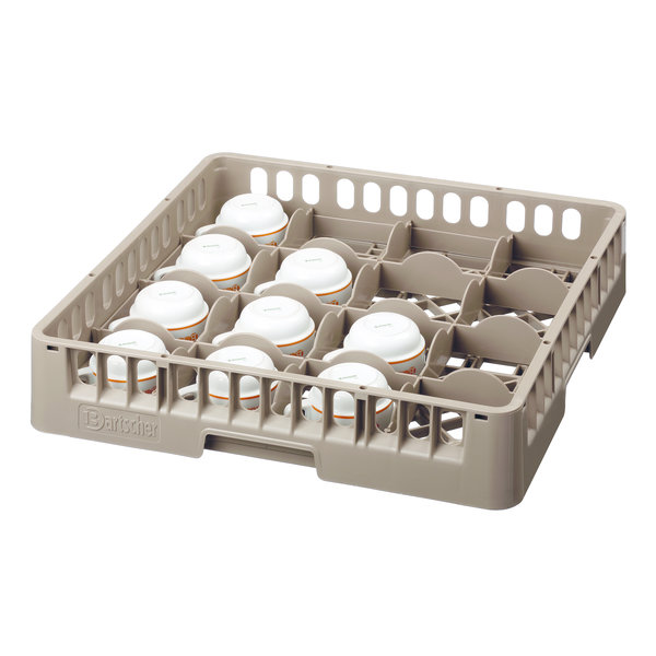 Glazenkorf kunststof bruin | 16 vakken | 500x500x100(h)mm