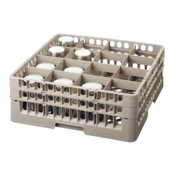 Glazenkorf kunststof bruin | 16 vakken | 500x500x183(h)mm