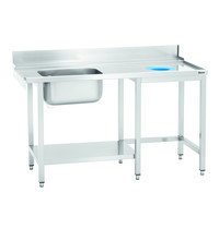 Bartscher Aanvoertafel KTS5000 | 1 spoelbank links | Onderschap en achteropstand | 1500x730x900(h)mm