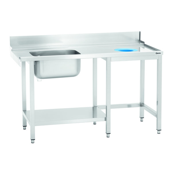 Aanvoertafel KTS5000 | 1 spoelbank links | Onderschap en achteropstand | 1500x730x900(h)mm