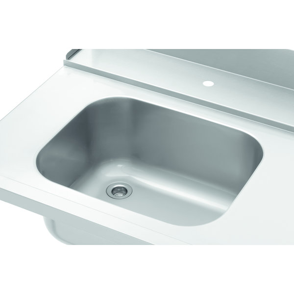 Aanvoertafel KTS5000 | 1 spoelbank links | Onderschap en achteropstand | 1500x730x900(h)mm