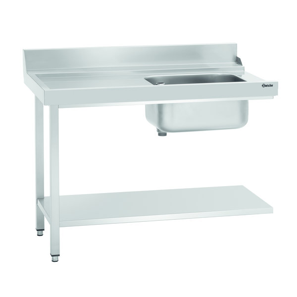 Aanvoertafel DS-LI1B | Spoelbak rechts met bodemschap + achteropstand | 1200x720x850(h)mm