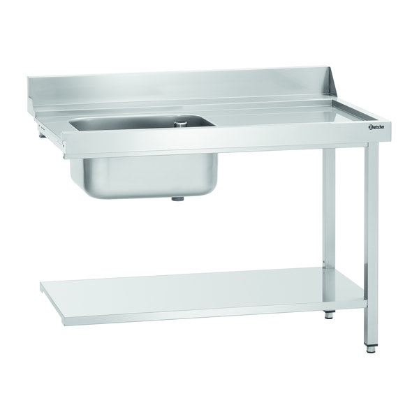 Aanvoertafel DS-R1B | Spoelbank links met bodemschap + achteropstand | 1200x720x850(h)mm