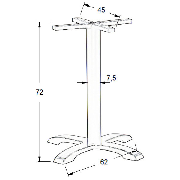 Tafelonderstel | ARTICA | Metaal/Gietijzer | Zwart | 620x620x720(h)mm