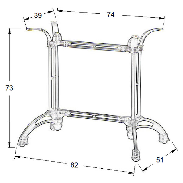 Tafelonderstel | CLASSICA | Gietijzer | Zwart | 820x510x715(h)mm
