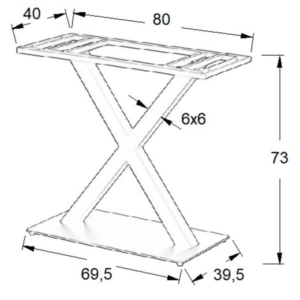 Tafelonderstel | FORMA | Metaal | Zwart | Indoor | 695x395x730(h)mm