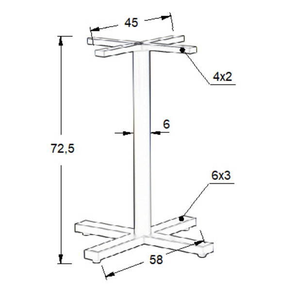 Tafelonderstel | CROSS | Metaal | Zwart | 580x580x725(h)mm