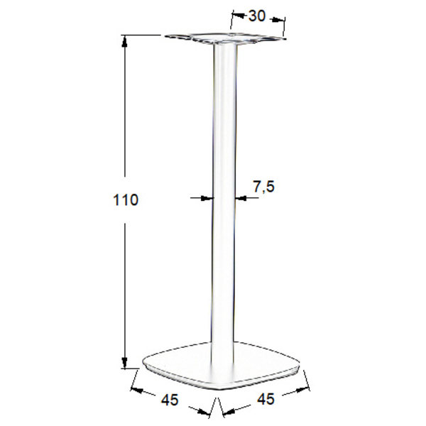 Tafelonderstel | PAXXA | Hoog Model | Staal | Zwart | 450x450x1100(h)mm