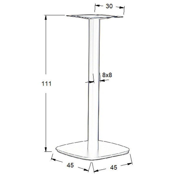 Tafelonderstel | FORMA | Hoog Model | Metaal | Zwart | 450x450x1110(h)mm