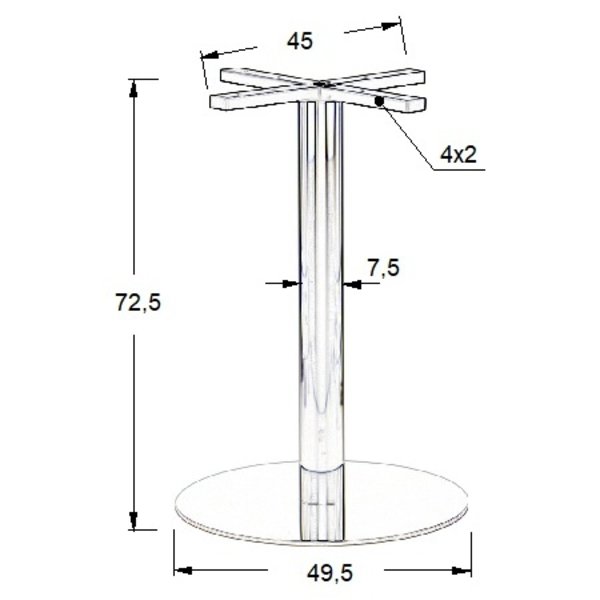 Tafelonderstel | RONDELL | RVS | Glanzend | Ø495x725(h)mm