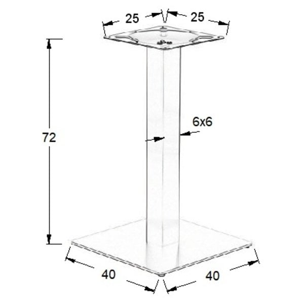 Tafelonderstel | FORMA | RVS | Geborsteld | 400x400x720(h)mm
