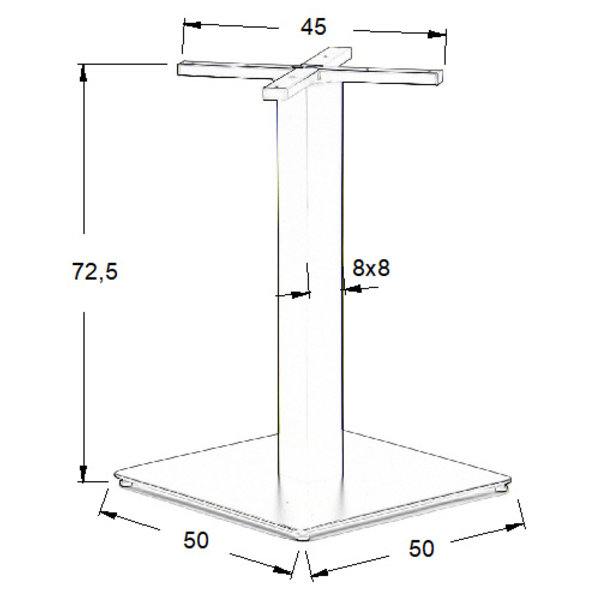 Tafelonderstel | FORMA | RVS | Geborsteld | 500x500x725(h)mm
