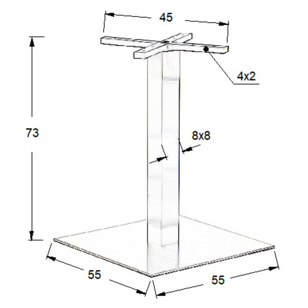 Tafelonderstel | FORMA | RVS | Geborsteld | 550x550x730(h)mm