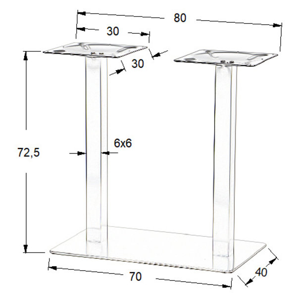 Tafelonderstel | FORMA | RVS | Geborsteld | 700x400x725(h)mm