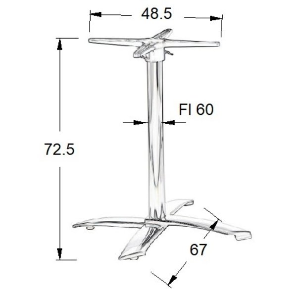 Tafelonderstel | STAX | Aluminium | Glanzend | Kantelbaar | 670x670x725(h)mm