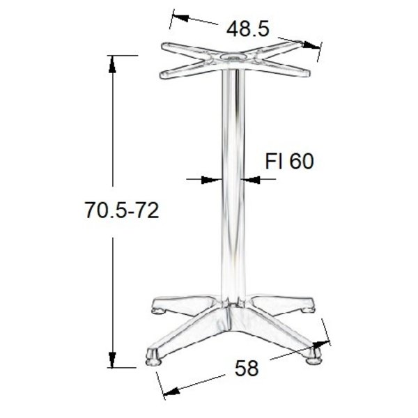 Tafelonderstel | JAX | Aluminium | Glanzend | Indoor | 580x580x705-720(h)mm