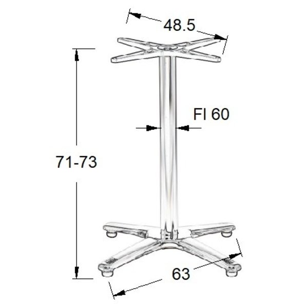 Tafelonderstel | ELLIS | Aluminium/RVS | Glanzend | Indoor | 630x630x710-730(h)mm