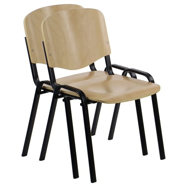 Stoel | HUGO | Multiplex/Staal | Houtlook (Beuken) | Zwart Frame | Indoor | Stapelbaar | 554x565x770(h)mm