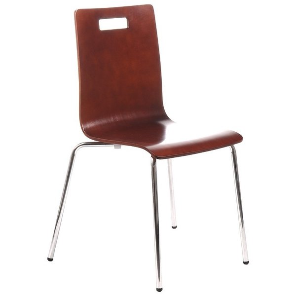 Stoel Holt | Multiplex (Walnoot) | Zithoogte 46cm | Stapelbaar | Handgreep | 600x490x880(h)mm