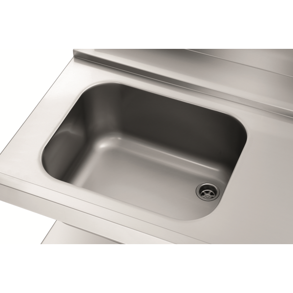 Aanvoertafel DS-R1 BAS | Spoelbank links met bodemschap + achteropstand | 1200x720x850(h)mm
