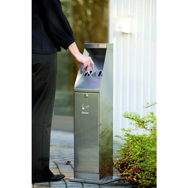 Staande asbak RVS zilver5,5L  | 240x240x870(h)mm