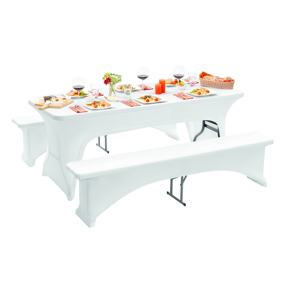 Schuur klinker Immuniteit Tafel/bank hoezen set MULTI 1830-W | 90% polyester / 10% elastan |  1850x290x440(h)mm - Horecagemak