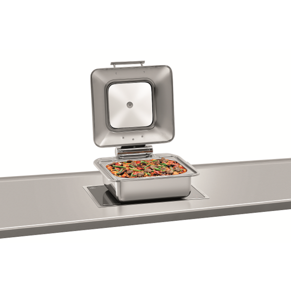 Chafing dish flexible 5,2L | 2/3 GN | Verhitting door vlakke inductie of glas keramische ingebouwde kookplaat  | 405x425x205(h)mm