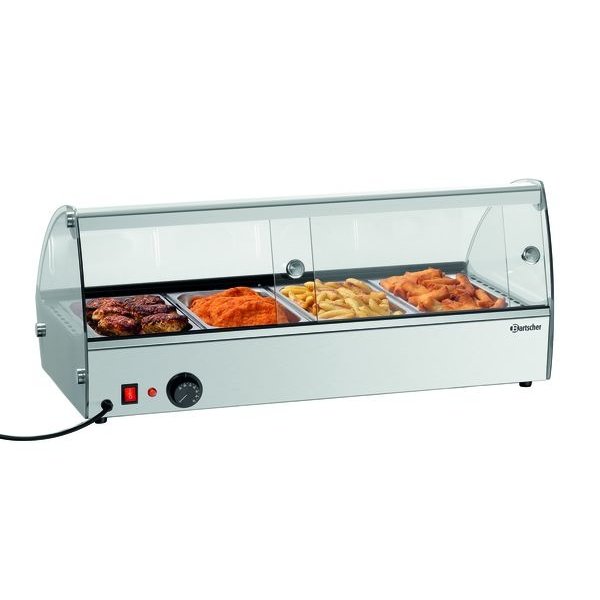 Warmhoudvitrine | RVS/Glas | R4 46L | 4x 1/3 GN | 230V | Achter Schuifdeuren | 775x420x335(h)mm