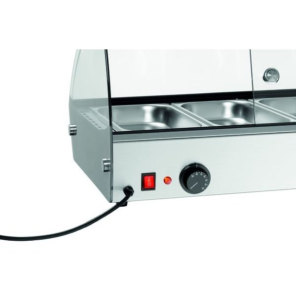 Warmhoudvitrine | RVS/Glas | R4 46L | 4x 1/3 GN | 230V | Achter Schuifdeuren | 775x420x335(h)mm