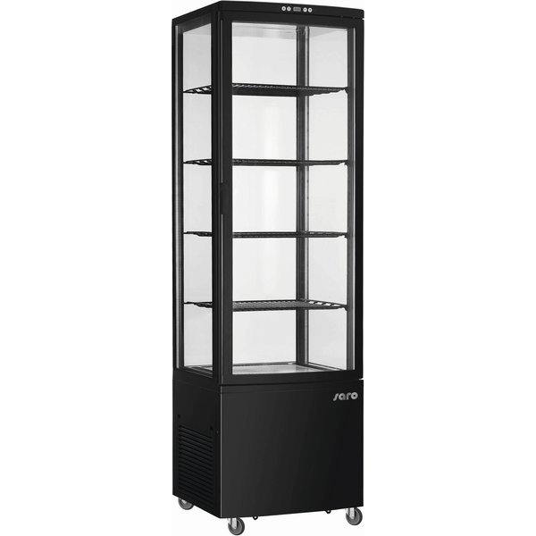 Koelvitrine | 235L | Zwart | 0°C/+12°C | 5 Niveaus | Wielen | 515x485x1689(h)mm