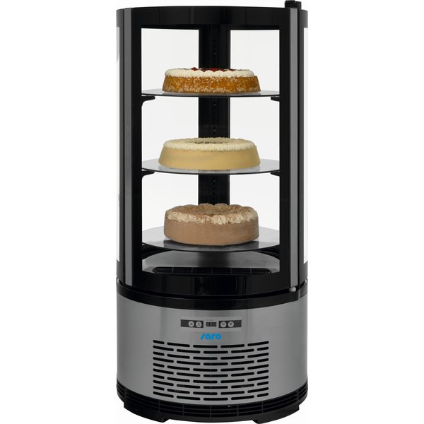 Gebaksvitrine | 100L | Zwart/Grijs | +2°C/+8°C | 3 Niveaus | Ø480x1030(h)mm