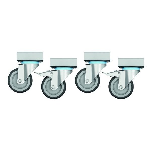 Zwenkwielen set kunststof/rubber | 4 stuks - 2 met rem | 85x170x121(h)mm