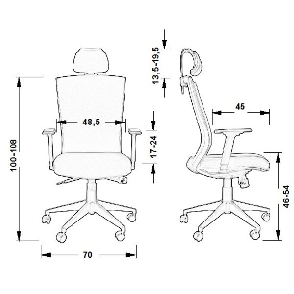 Bureaustoel HG-0004F Brown | Zithoogte 46-54cm
