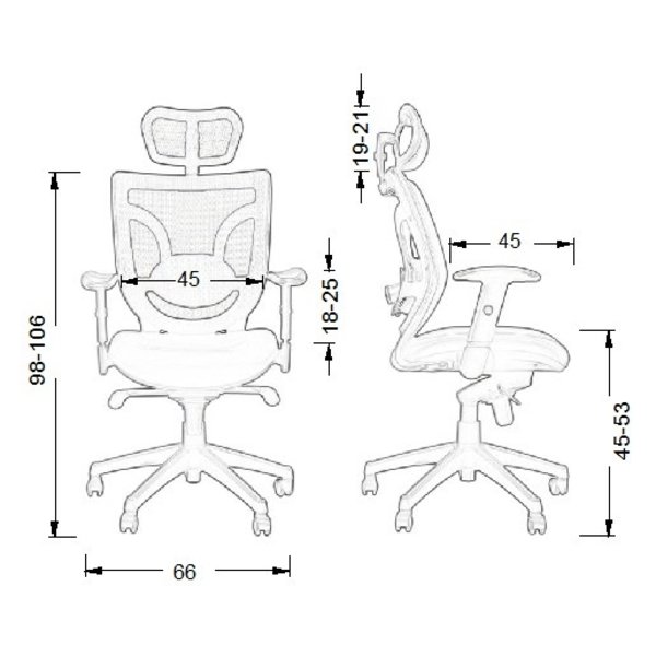 Bureaustoel KB-8901 Black | Zithoogte 45-53cm