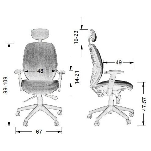 Bureaustoel KB-912A  Graphite | Zithoogte 47-55cm