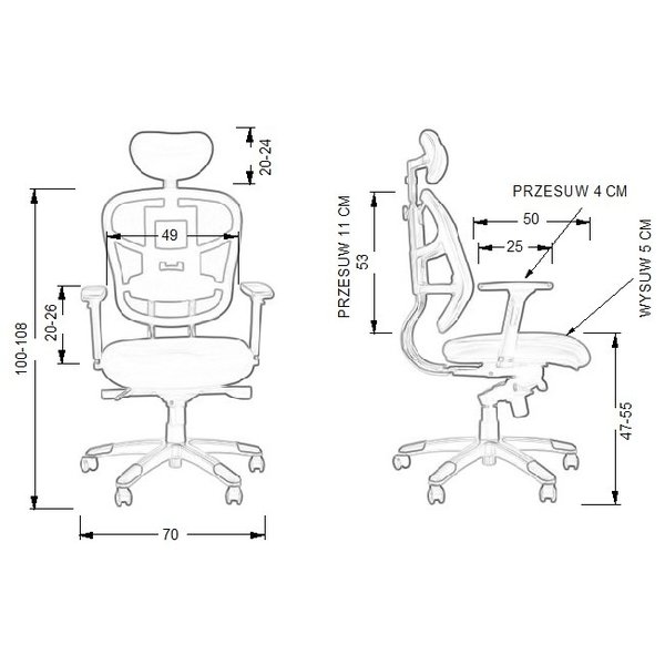 Bureaustoel HN-5018 Carlet | Zithoogte 47-55cm