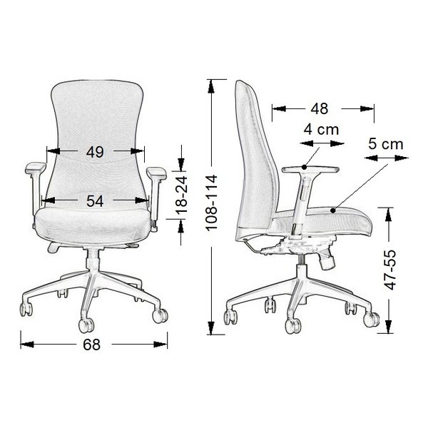 Bureaustoel Kenton Charcoal | Zithoogte 47-55cm