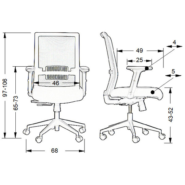 Bureaustoel Riverton F/L Black/Grey | Zithoogte 43-52cm