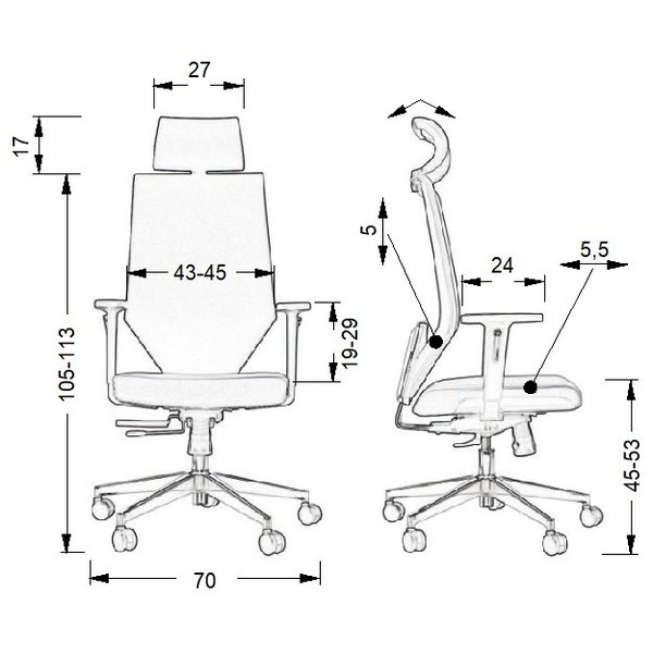 Bureaustoel ZN-805-C Upholstery 9 | Zithoogte 45-53cm