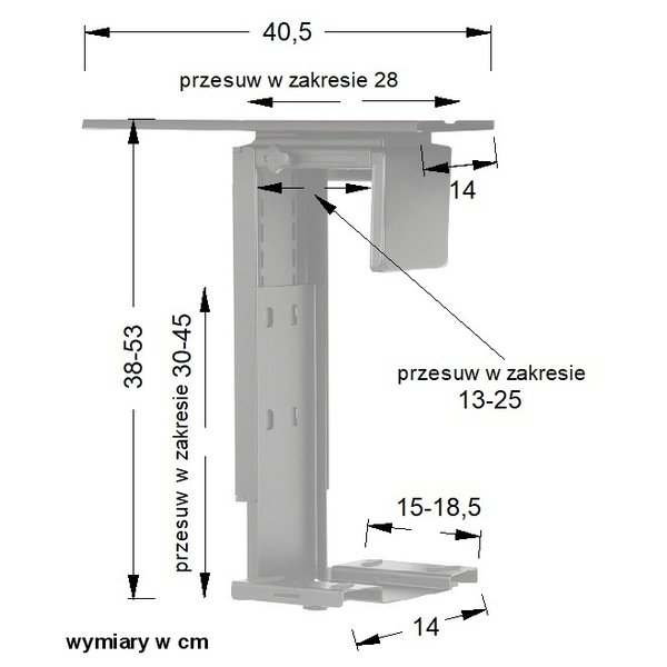 Onder bureau pc houder aluminium