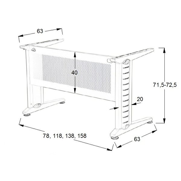 Bureau poten CK wit set van 2