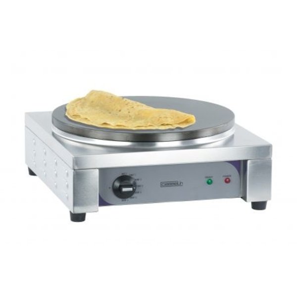 Crepes maker RVS elektrisch | 2.2kW | Gietijzeren bakplaat Ø350mm | 390x400x190(h)mm