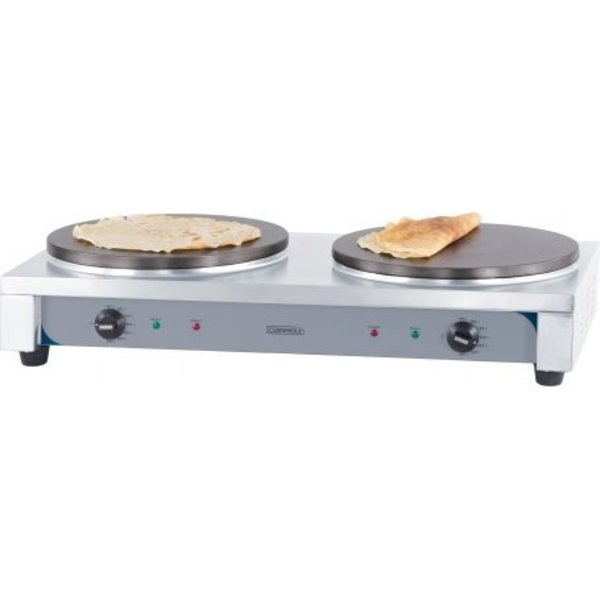 Crepes maker dubbel RVS elektrisch | 2x 2.7kW | Gietijzeren bakplaat Ø400mm | 910x445x190(h)mm